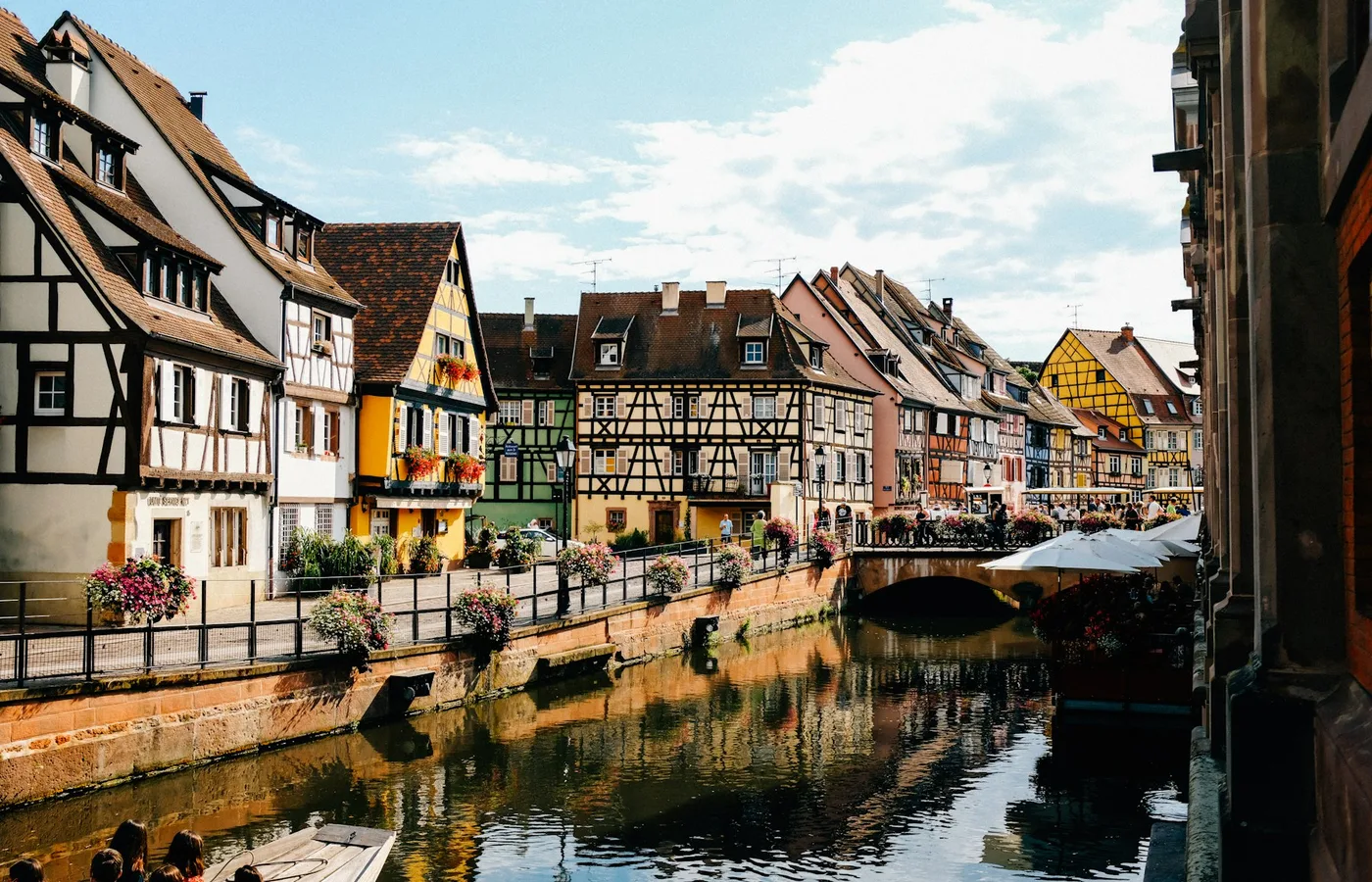 Canal et maisons à colombages à Colmar